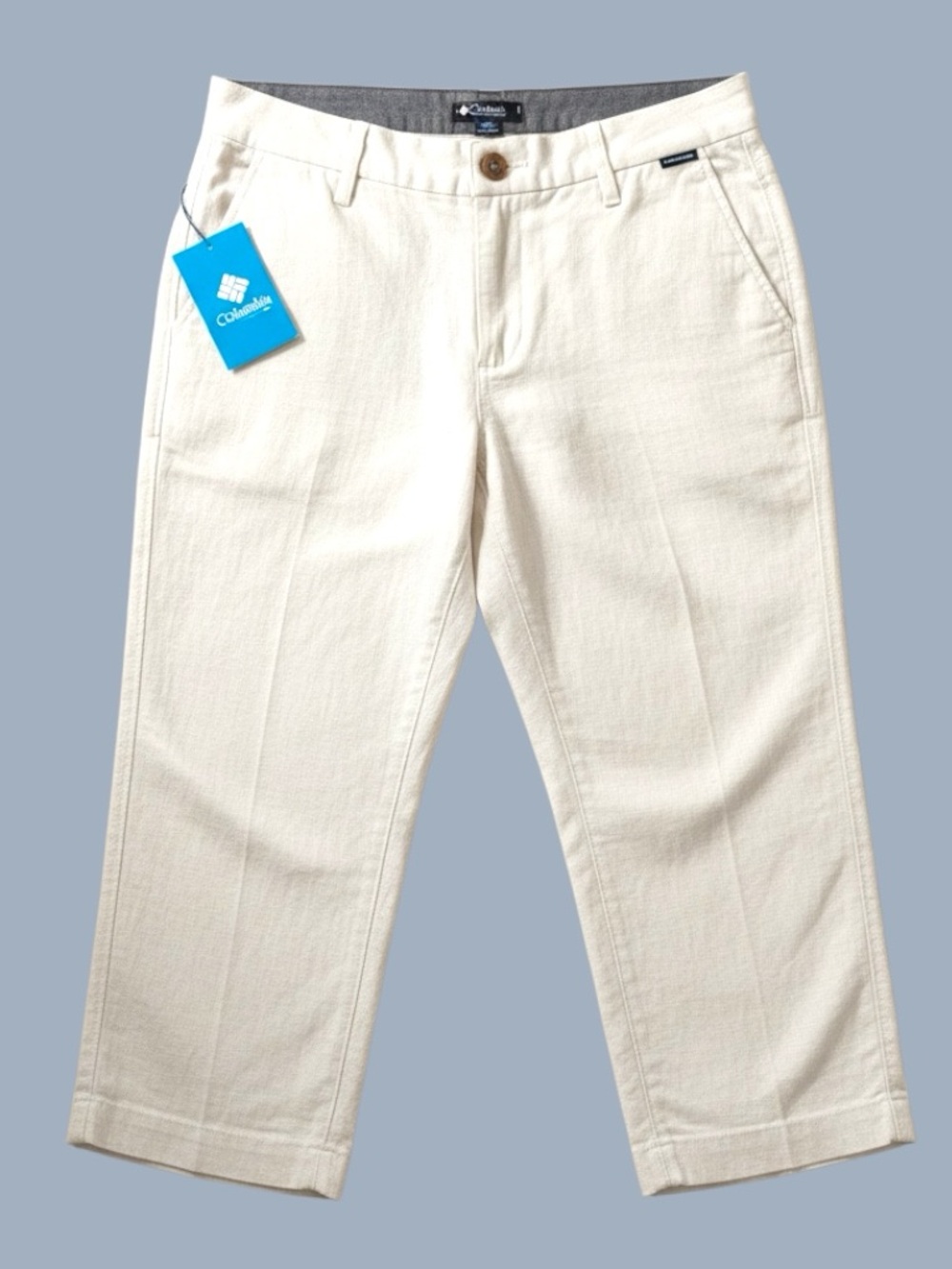 NWT Columbia Sportswear Size 12 White Performance Fishing Gear Capri Linen Blend